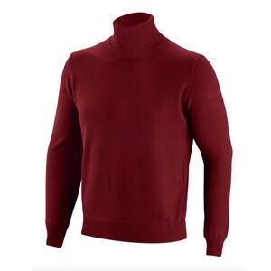 MORGANO Men's Turtleneck Merino Wool Sweater in Bordeaux Size 7